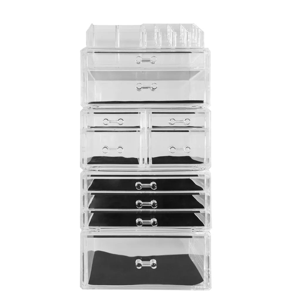 10 Drawers Cosmetic Makeup Organizer Storage Jewellery Box Clear Acrylic