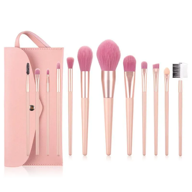 12 PCs Nude Pink Makeup Brush Set Travel Pack