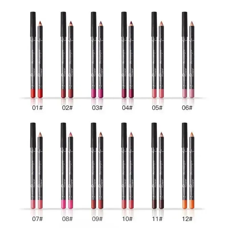 6 12Pcs/Set Waterproof Pencil Lipstick Set Pen Matte Lip Liner Long Lasting Makeup Pens Easy to Wear Non-stick Cup карандаш для