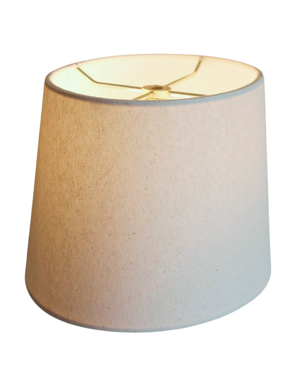 (6.5x10) Top (8x12) Bottom x 7.5H Hardback Oval Drum Lampshade, Light Oatmeal Off-White