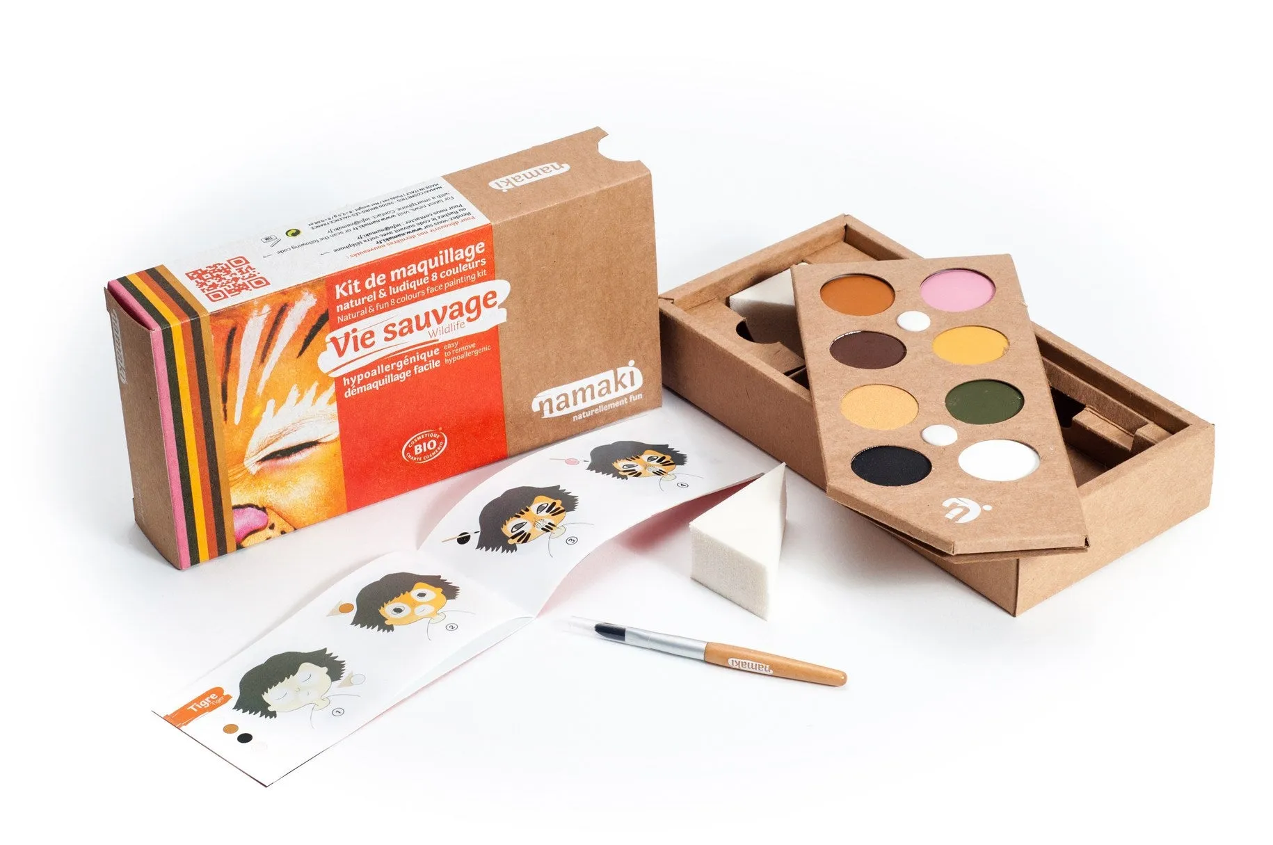 8 colours face painting kit « Wildlife »