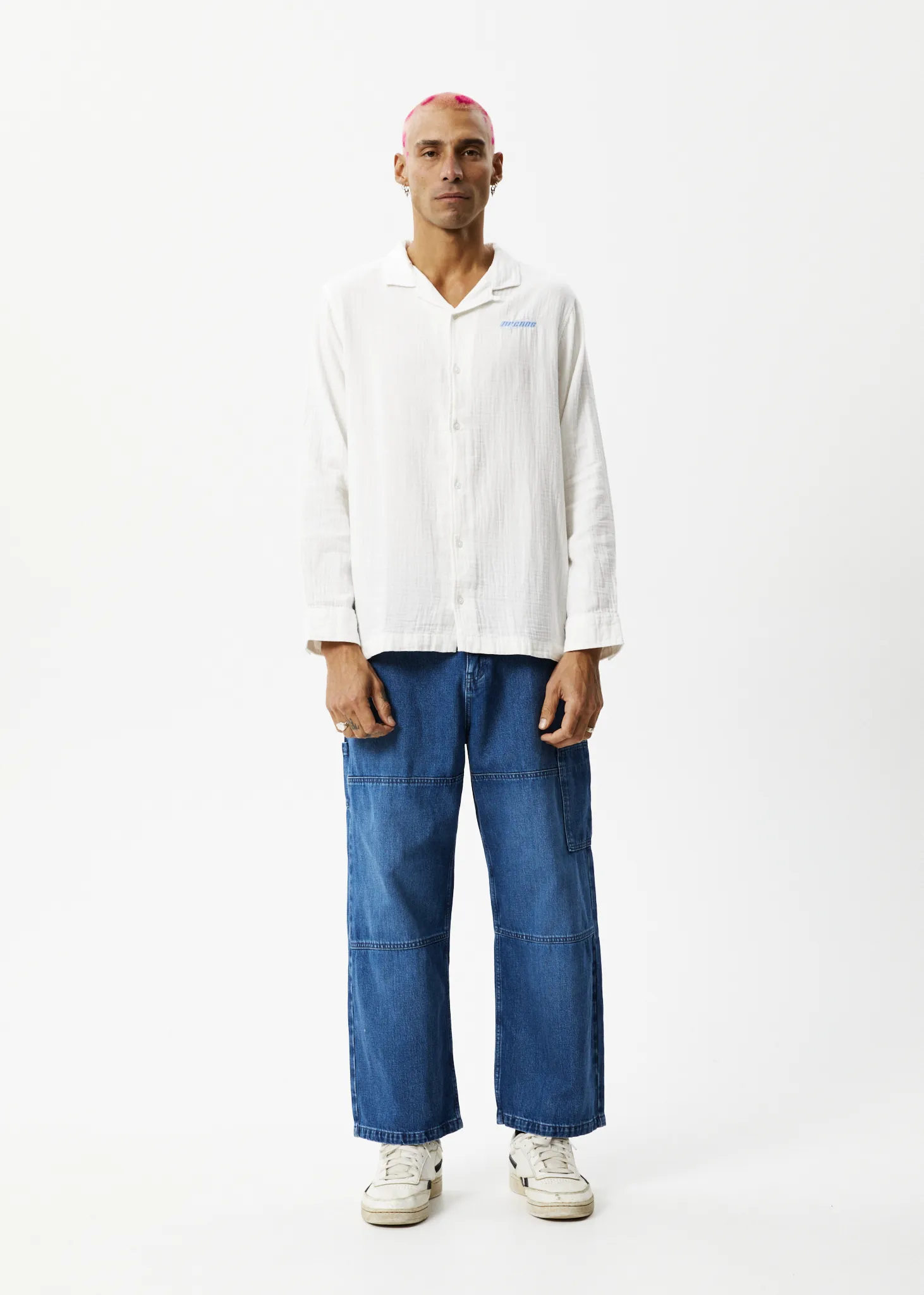 AFENDS Mens Stratosphere - Long Sleeve Shirt - Off White