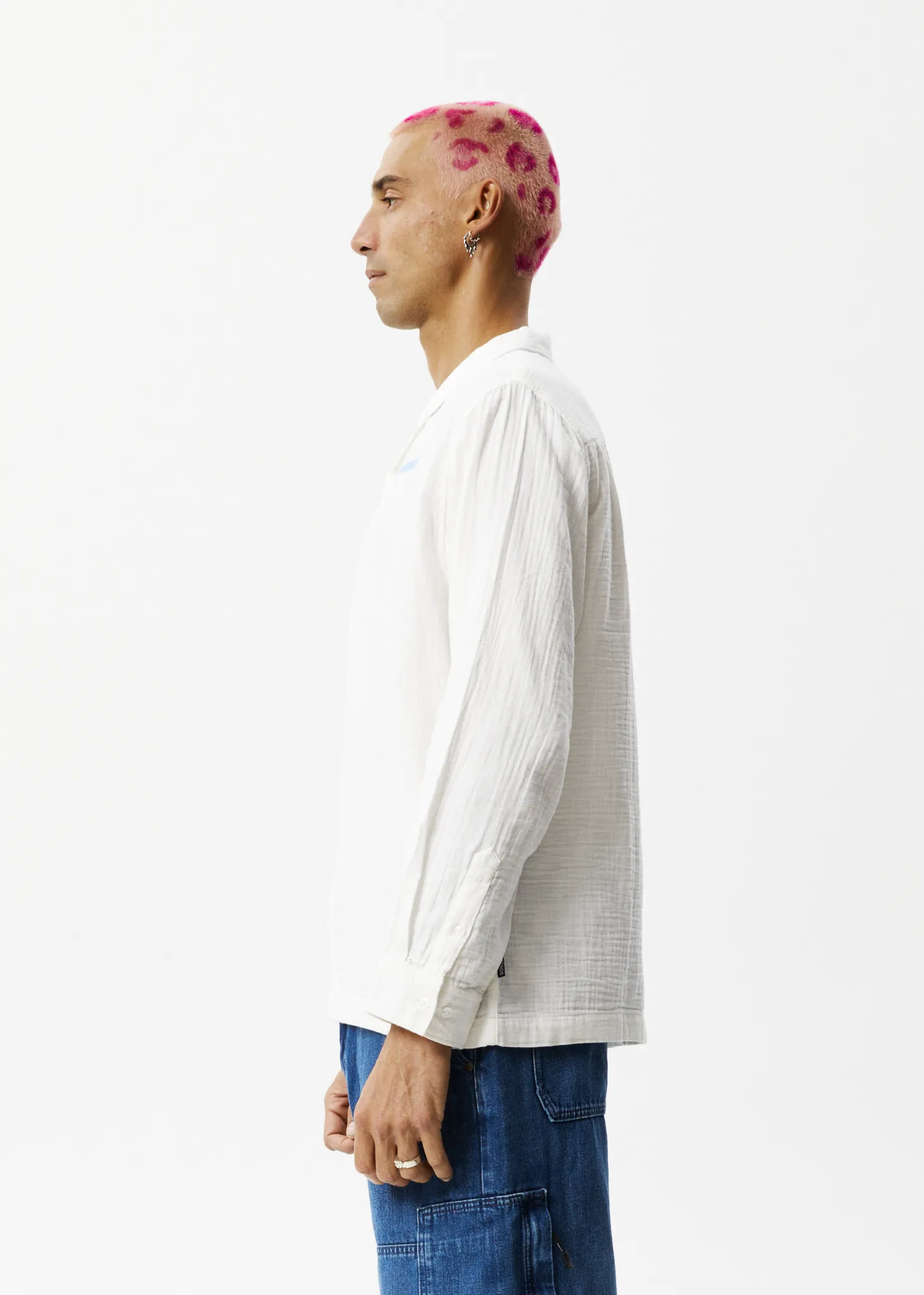 AFENDS Mens Stratosphere - Long Sleeve Shirt - Off White