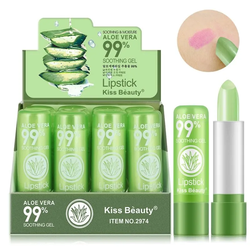 Aloe Vera Natural Lipstick Gloss - 12 pcs/set Moisturizing Long Lasting Lip Balm and Lip Tint