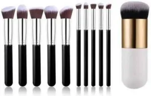 Bingeable 10In1 Makeup Brushes& Round Foundation Brush (Multicolor) (Pack of 11)