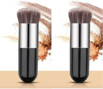 Bingeable 2Pcs Round Found Professional Makeup Brushes Set Soft Synthetic Multi Purpose Makeup Brushes Set (PACK OF 2) (Black\Multi color)