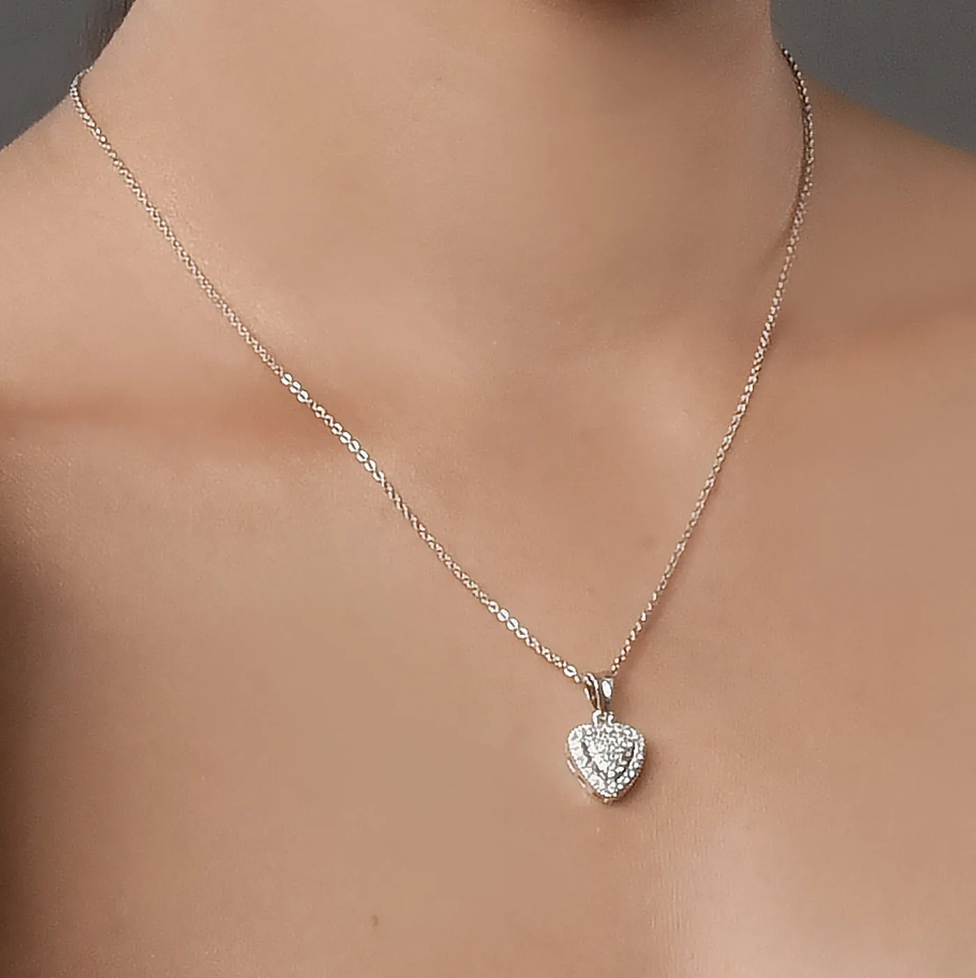 Classic White Locket Set in Rhodium