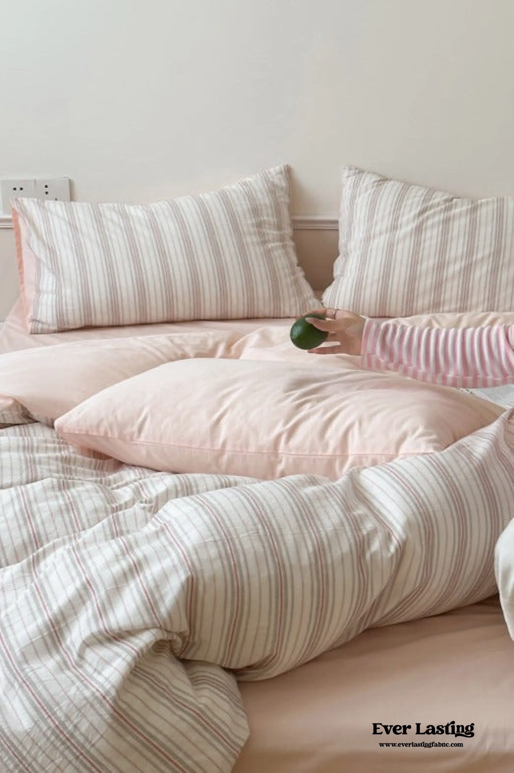 Cozy Pastel Striped Washed Cotton Bedding Bundle