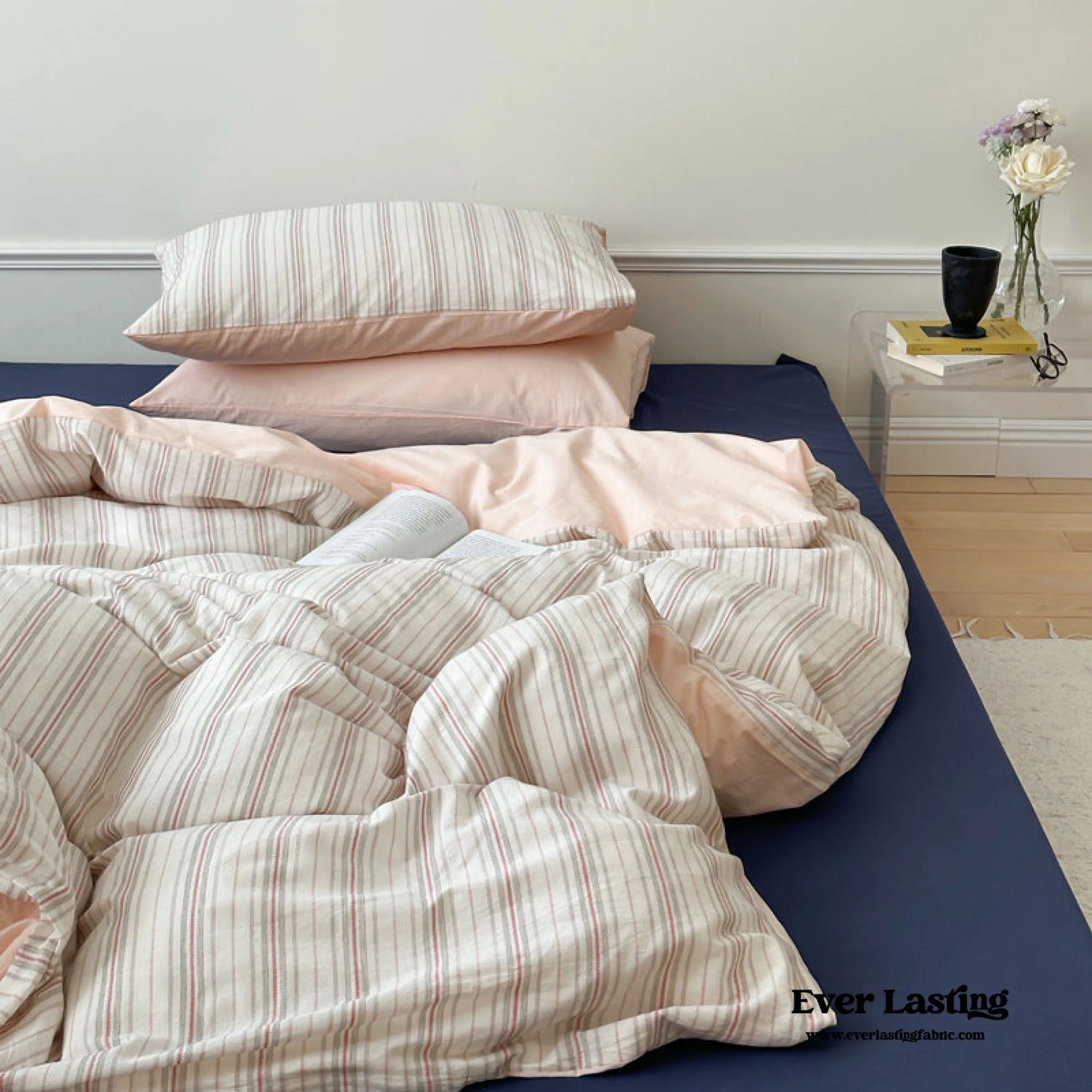 Cozy Pastel Striped Washed Cotton Bedding Bundle