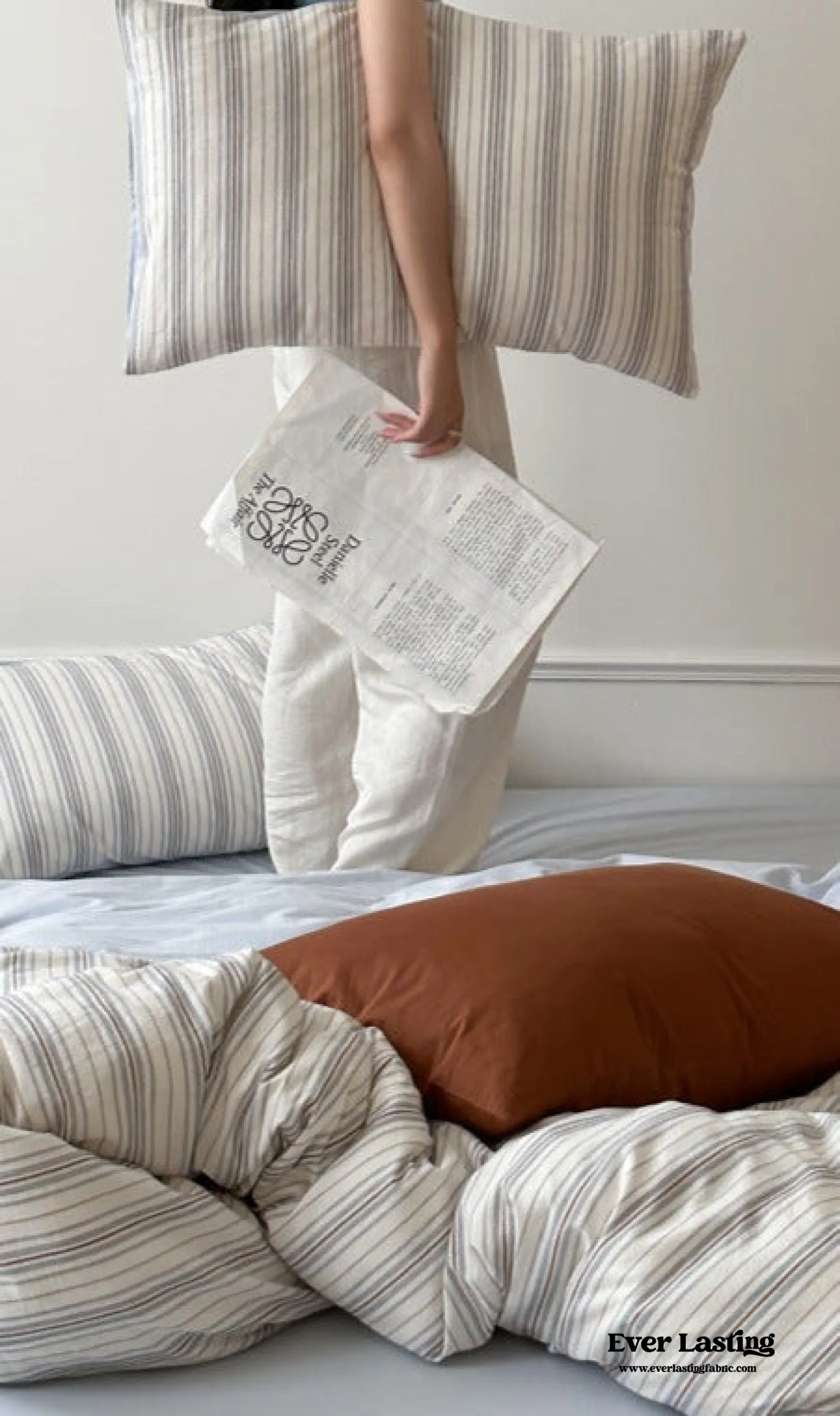 Cozy Pastel Striped Washed Cotton Pillowcases / Blue