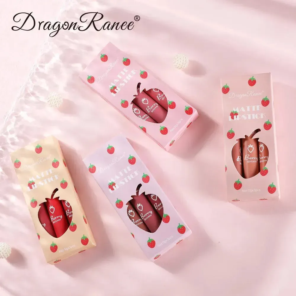 Dragon Ranee 3 pcs Makeup Kit Blushes & Lipstick Set 2 In1 Eyebrow Pencil