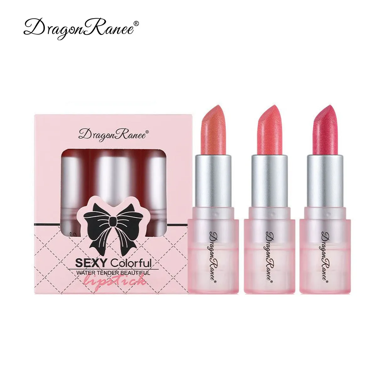 Dragon Ranee Pearlescent Glitter Lipstick Set Moisturizing Texture Non-drying Pearly Lip Tint Long Lasting 305gx3pcs