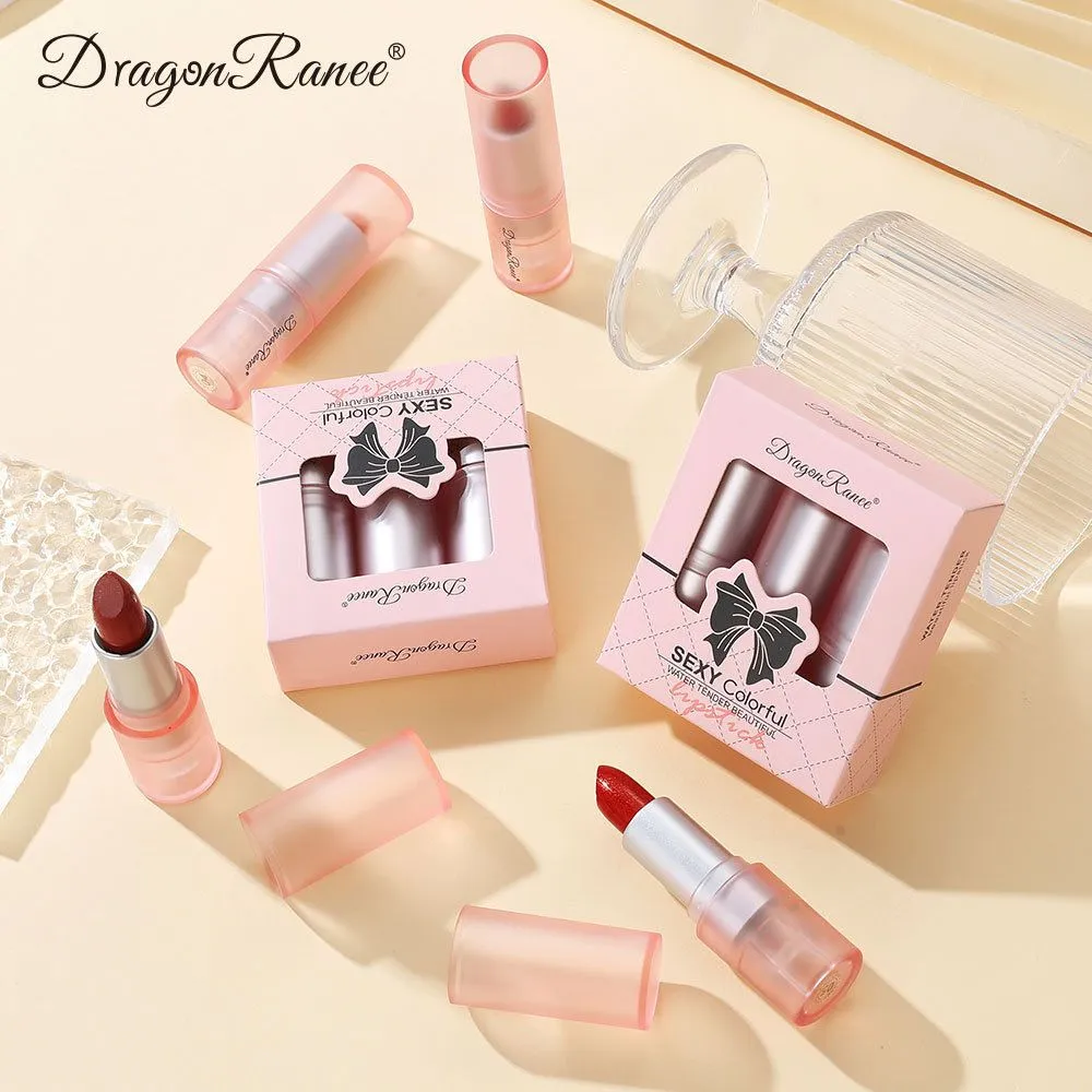 Dragon Ranee Pearlescent Glitter Lipstick Set Moisturizing Texture Non-drying Pearly Lip Tint Long Lasting 305gx3pcs