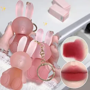 Gege Bear Pack of 6Pcs Cute Rabbet Velvet Lip Mud-Keychain style Lip Gloss