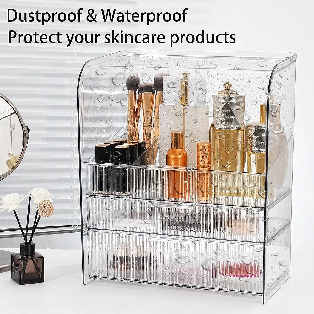 Large Cosmetic Makeup Organizer Countertop Skincare Cosmetics Storage Display Case