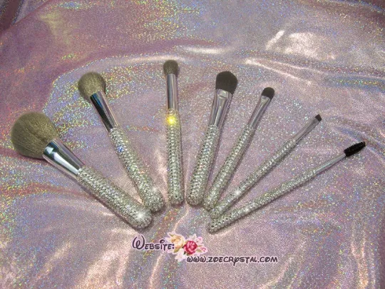 Makeup Brushes & Holder Bedazzled with Rhinestones / Swarovski  Blusher