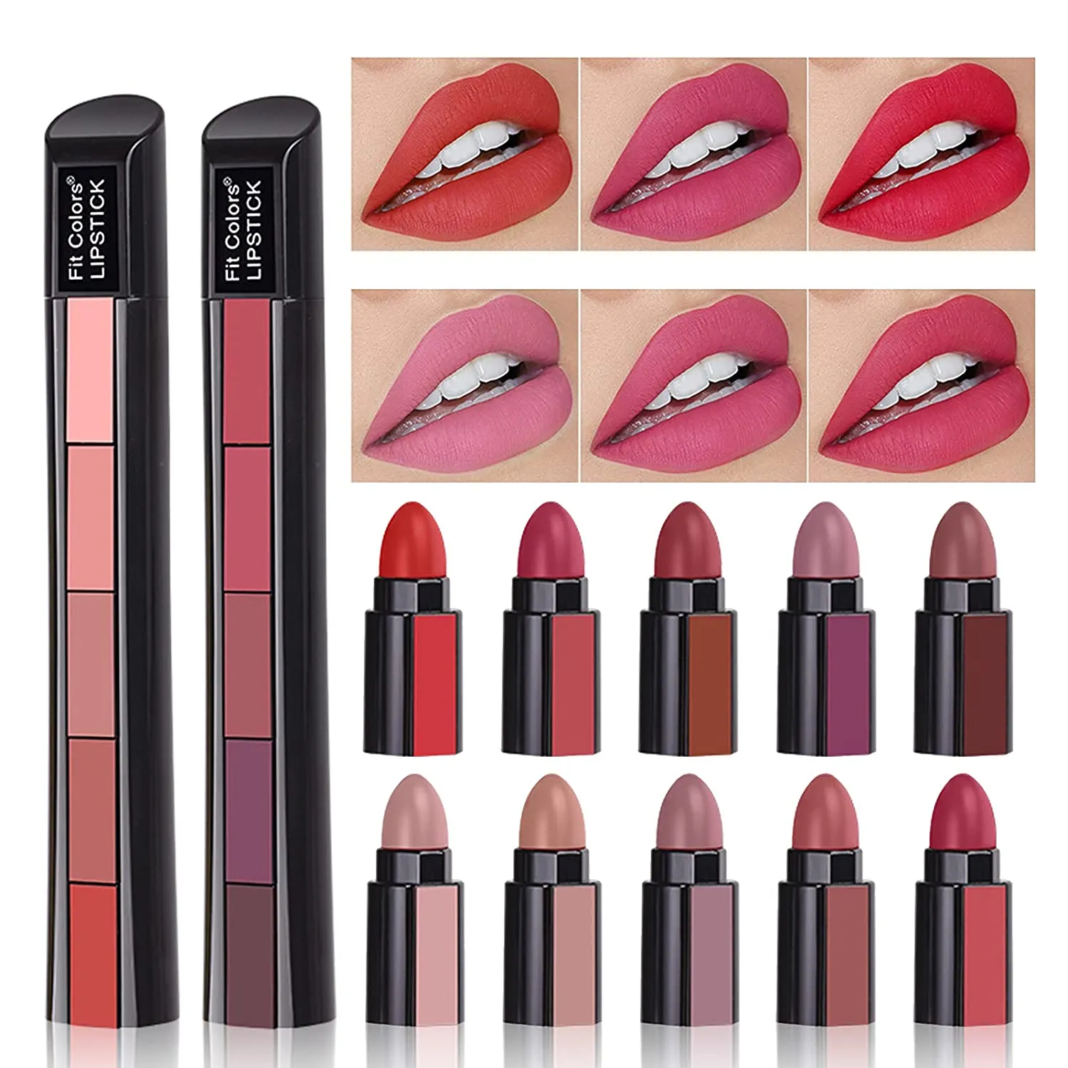 Miss Beauty New 5 in 1 Lipstick Matte lipsticks Waterproof , Long Lasting , Lipstick Long lasting Random Shades Lipsticks 3.5g S-159