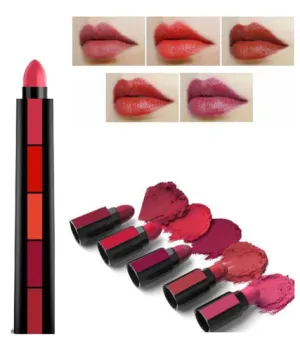 Miss Beauty New 5 in 1 Lipstick Matte lipsticks Waterproof , Long Lasting , Lipstick Long lasting Random Shades Lipsticks 3.5g S-159