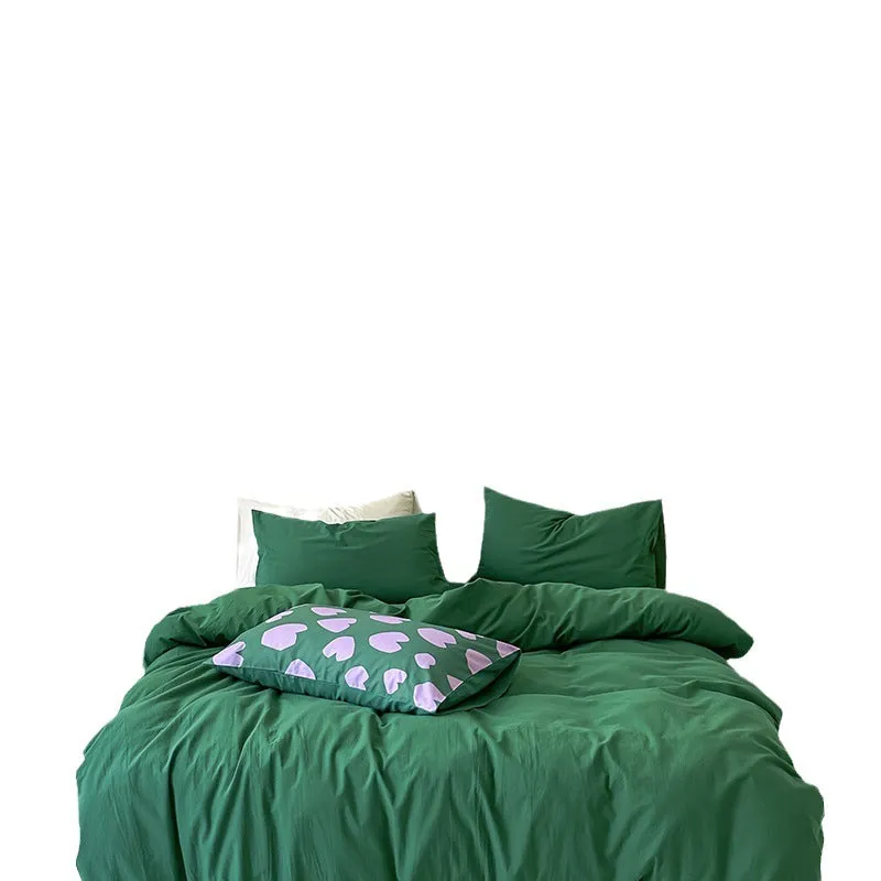 Modern Washed Cotton Bedding Set / Green