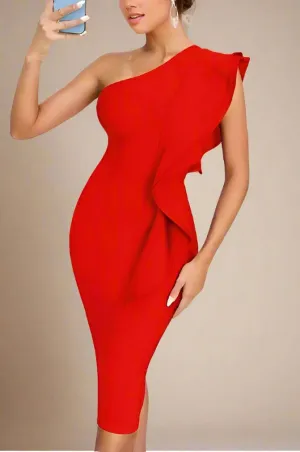 Vera Bandage Midi Dress - Lipstick Red